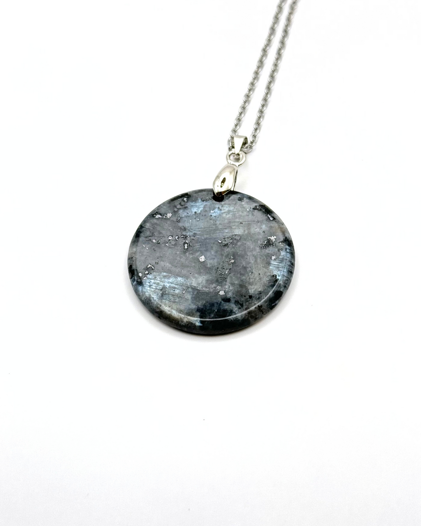 Round Natural Gemstone Plate Necklace