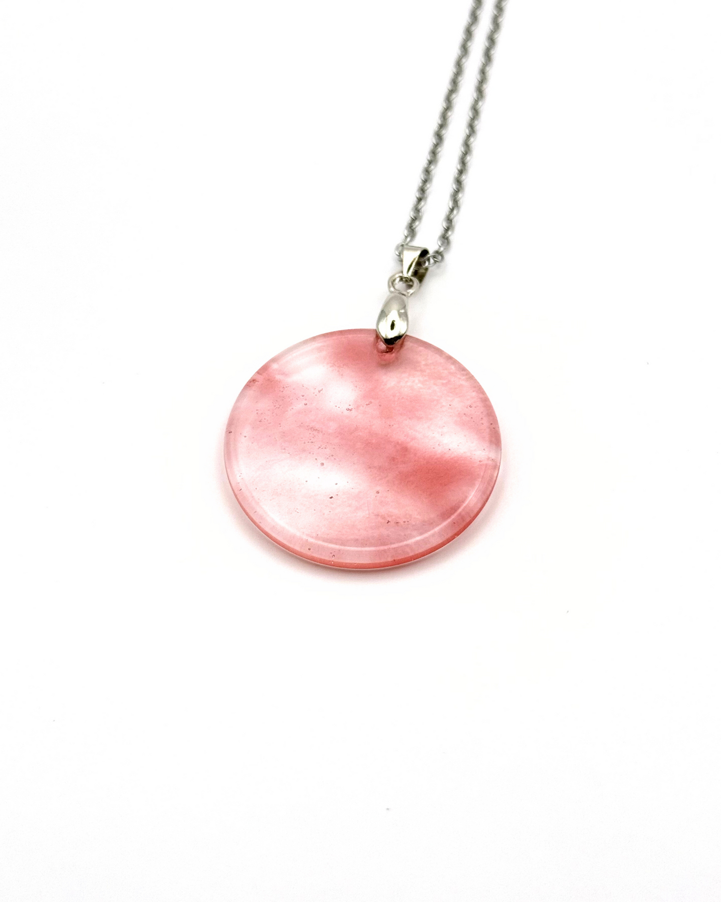 Round Natural Gemstone Plate Necklace