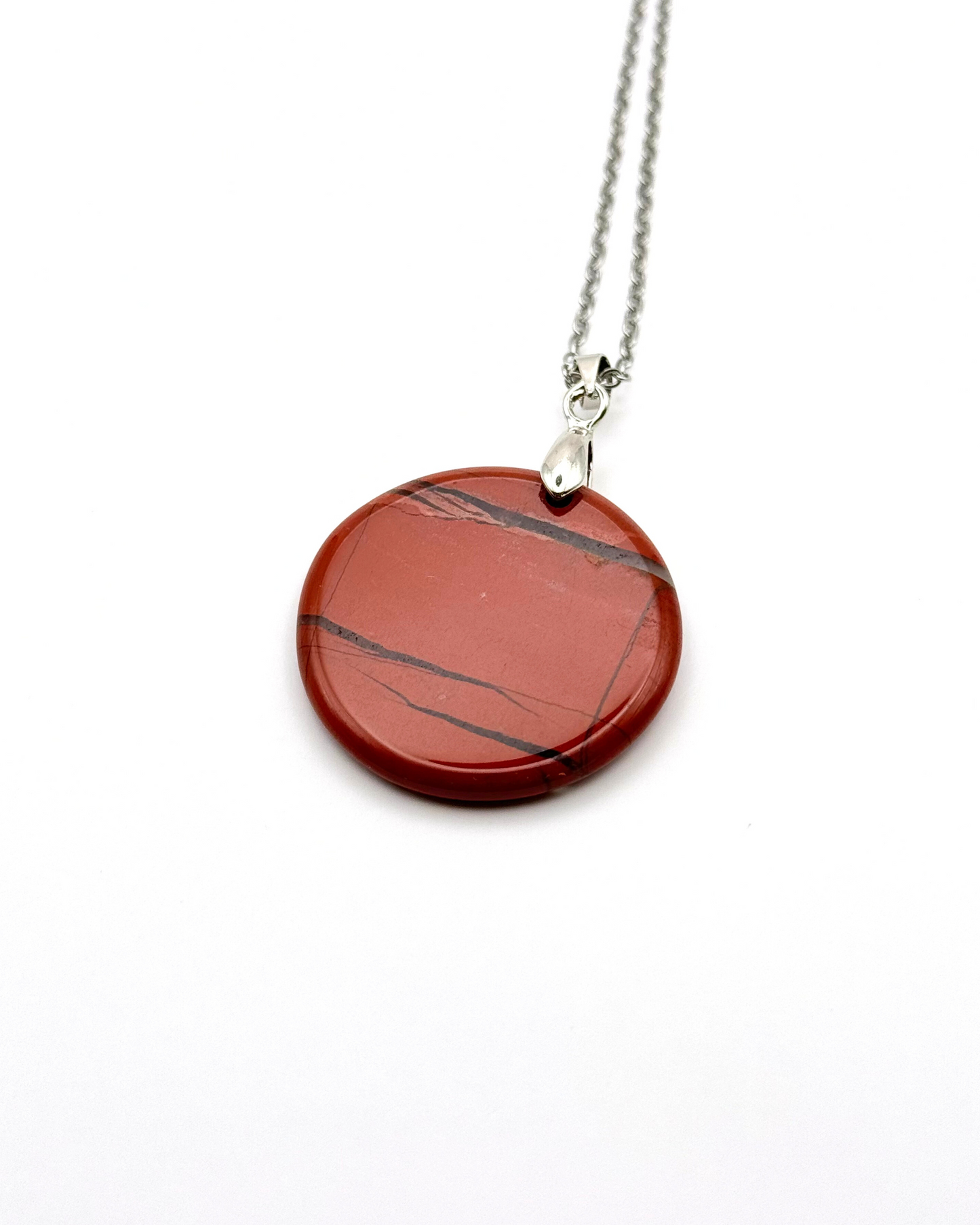 Round Natural Gemstone Plate Necklace