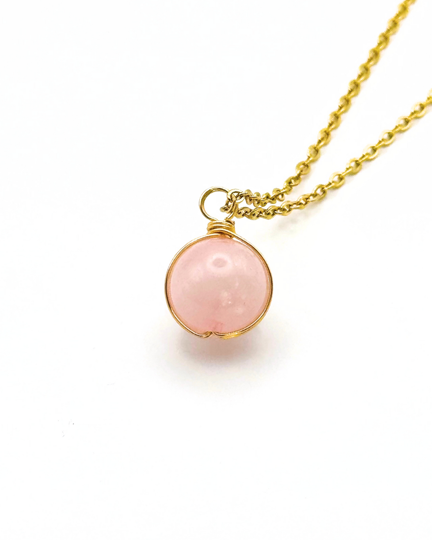 Lucky Bead Wire Wrapped Stone Necklace