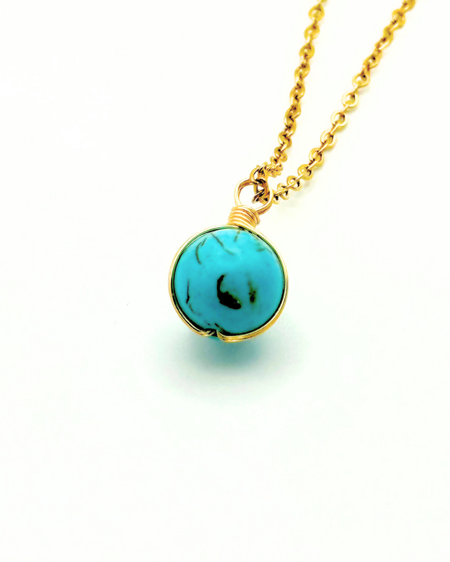 Lucky Bead Wire Wrapped Stone Necklace