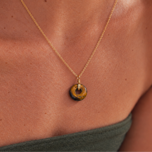 Peace Buckle Natural Tiger's Eye Necklace