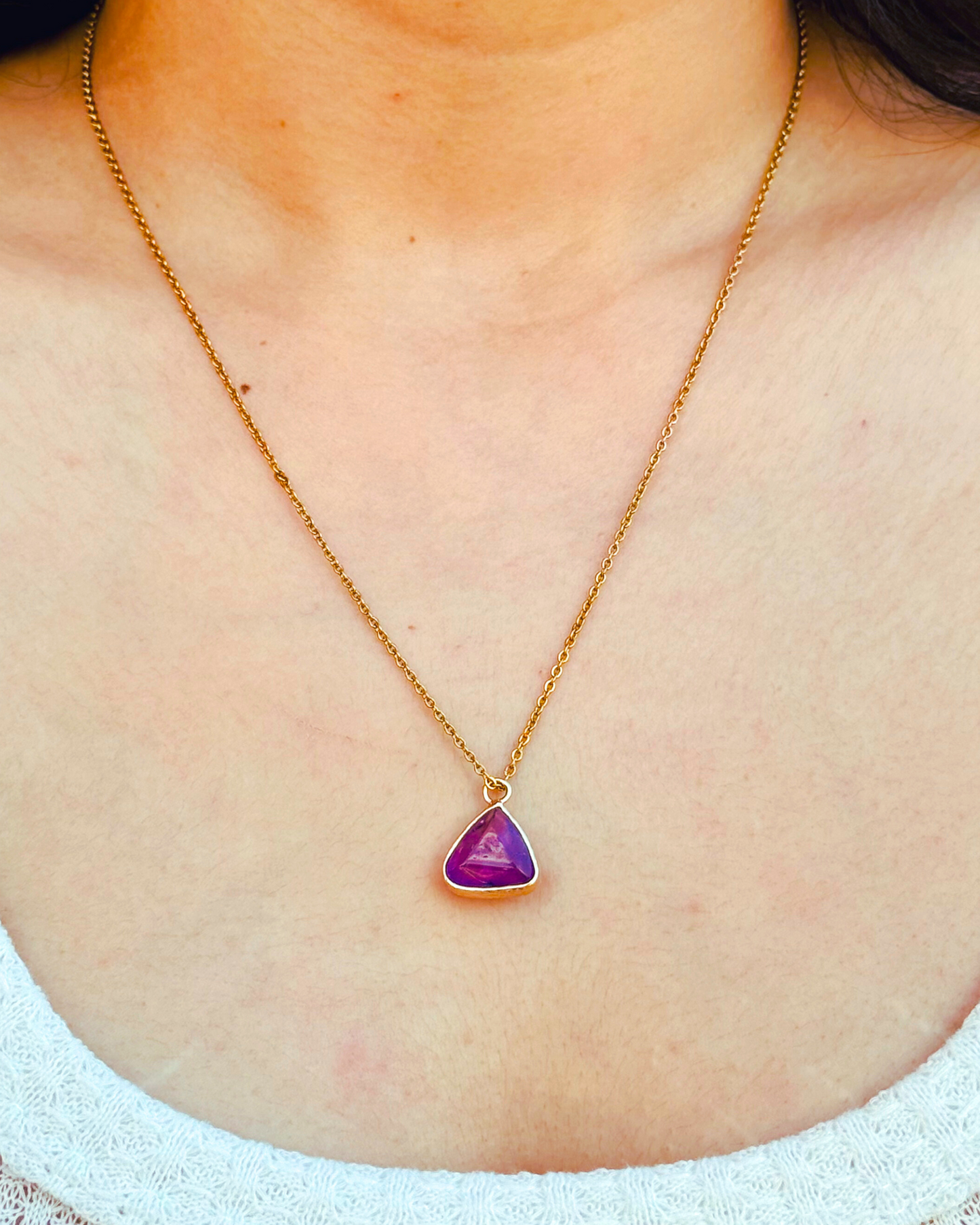 Triangle Natural Gemstone Necklace