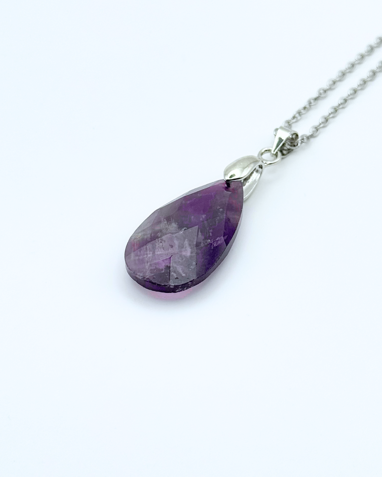 Tear Drop Faceted Natural Gemstone Necklace