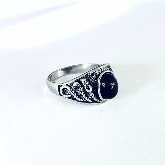 Medusa - Black Obsidian Ring
