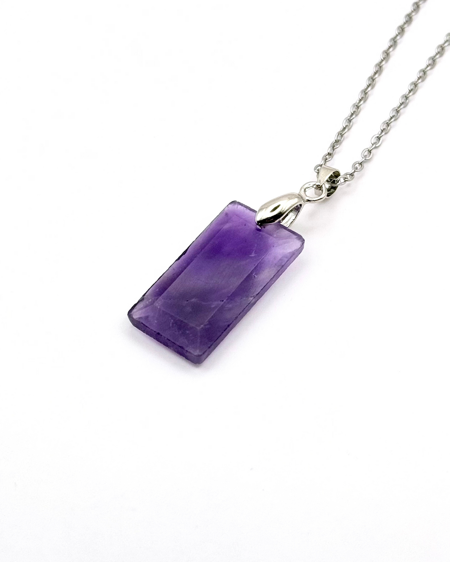 Rectangle Faceted Natural Stone Necklace