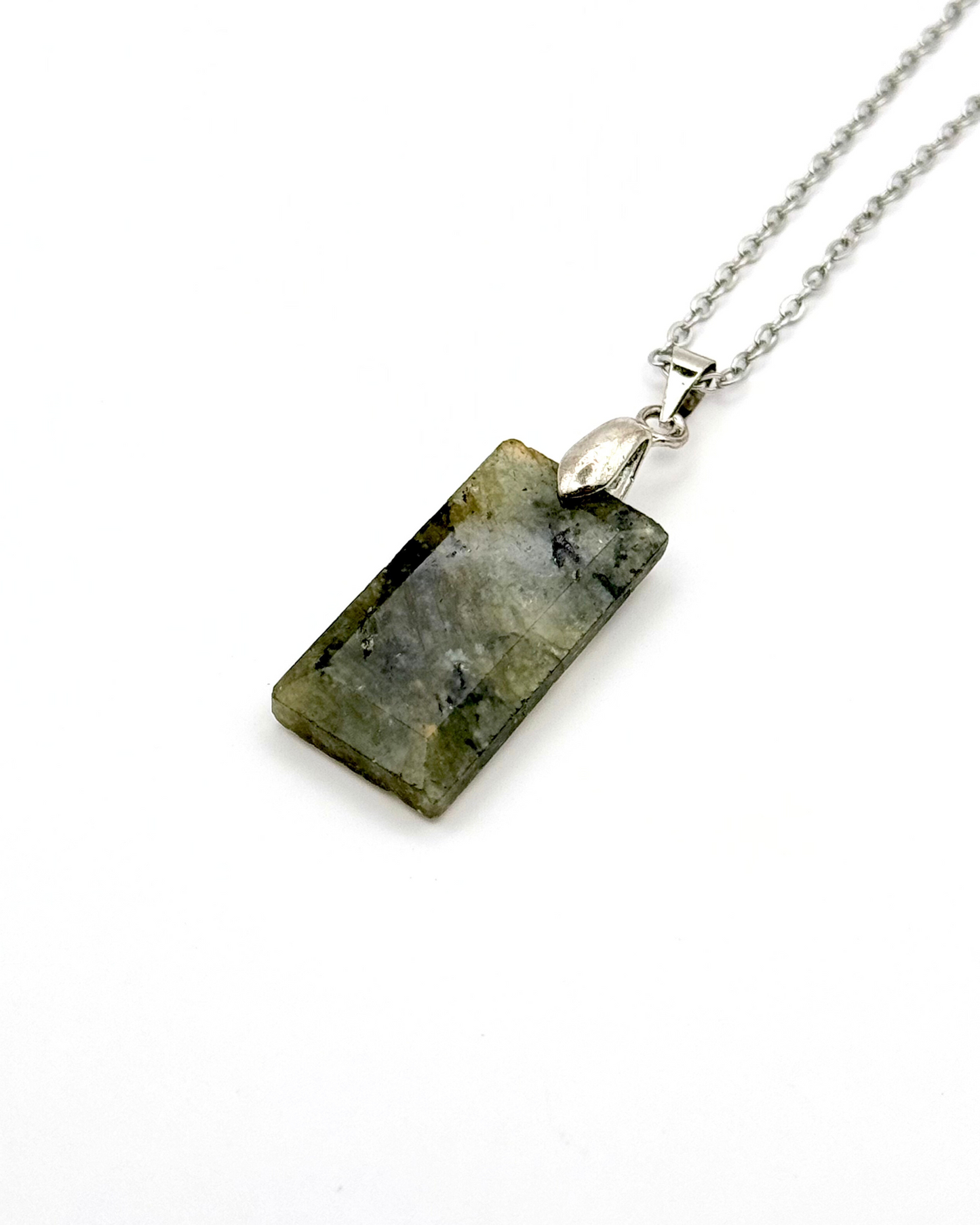 Rectangle Faceted Natural Stone Necklace