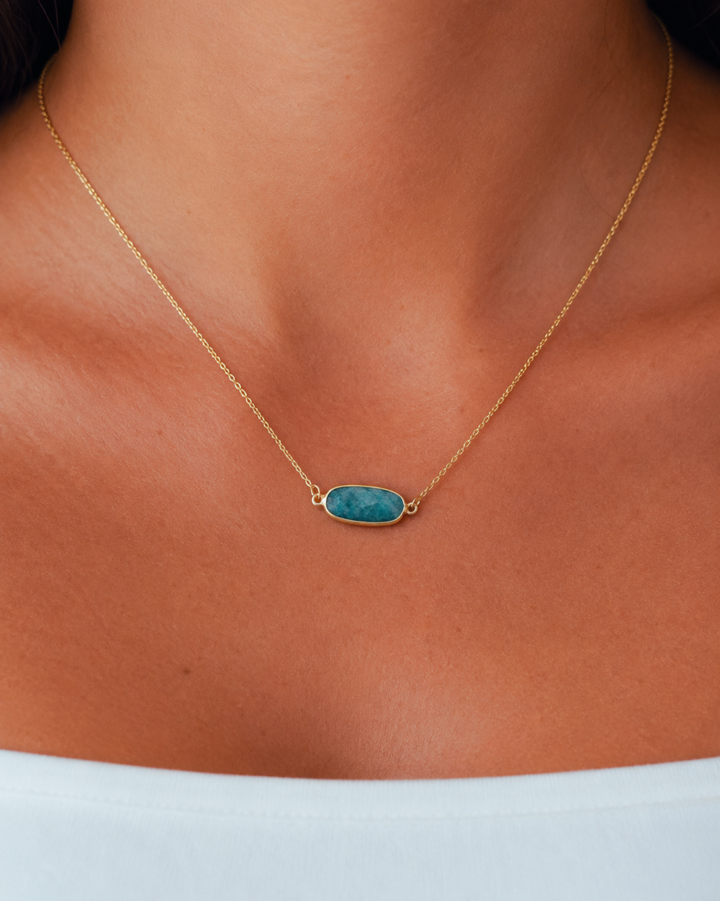 Ellipe - Oval Natural Gemstone Necklace