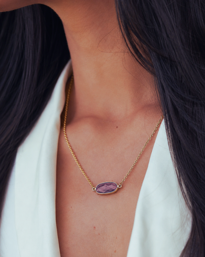 Ellipe - Oval Natural Gemstone Necklace