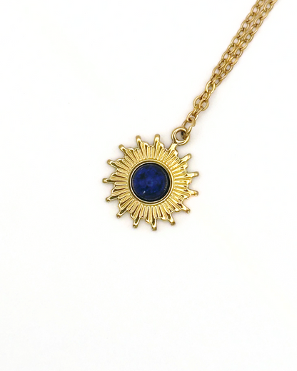 Helios - Natural Lapis Lazuli Sun Necklace
