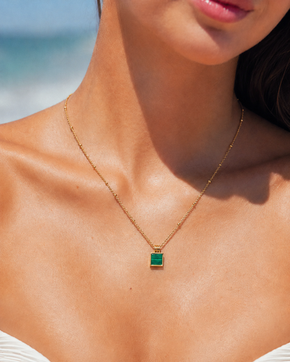 Meraya - Natural Stone Square Necklace